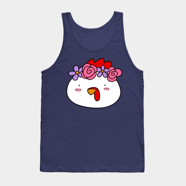 Flower Crown Chicken Face Tank Top by saradaboru